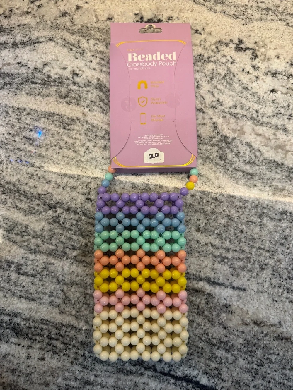 Pastel Multicolor Beaded Crossbody Phone Pouch